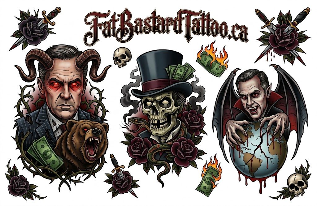 Original flash sheet by Seamus at Fat Bastard Tattoo