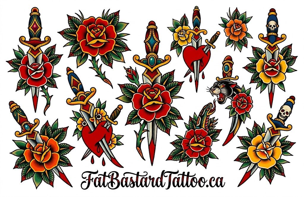 Original flash sheet by Seamus at Fat Bastard Tattoo
