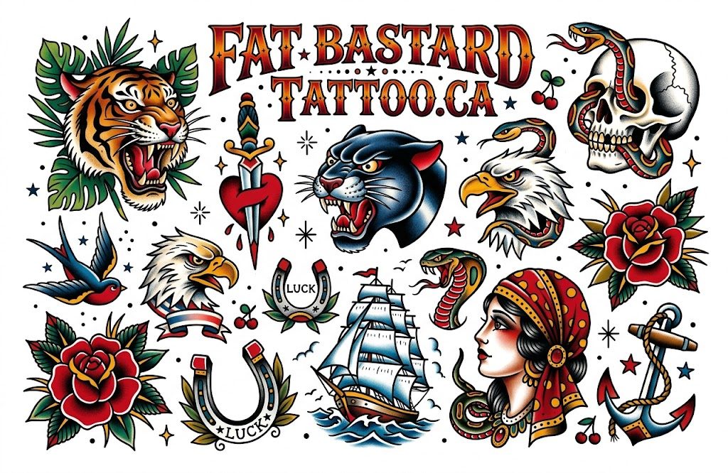 Original flash sheet by Seamus at Fat Bastard Tattoo