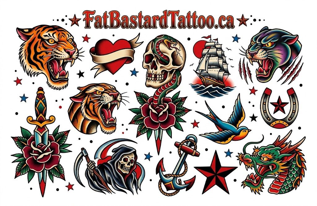 Original flash sheet by Seamus at Fat Bastard Tattoo