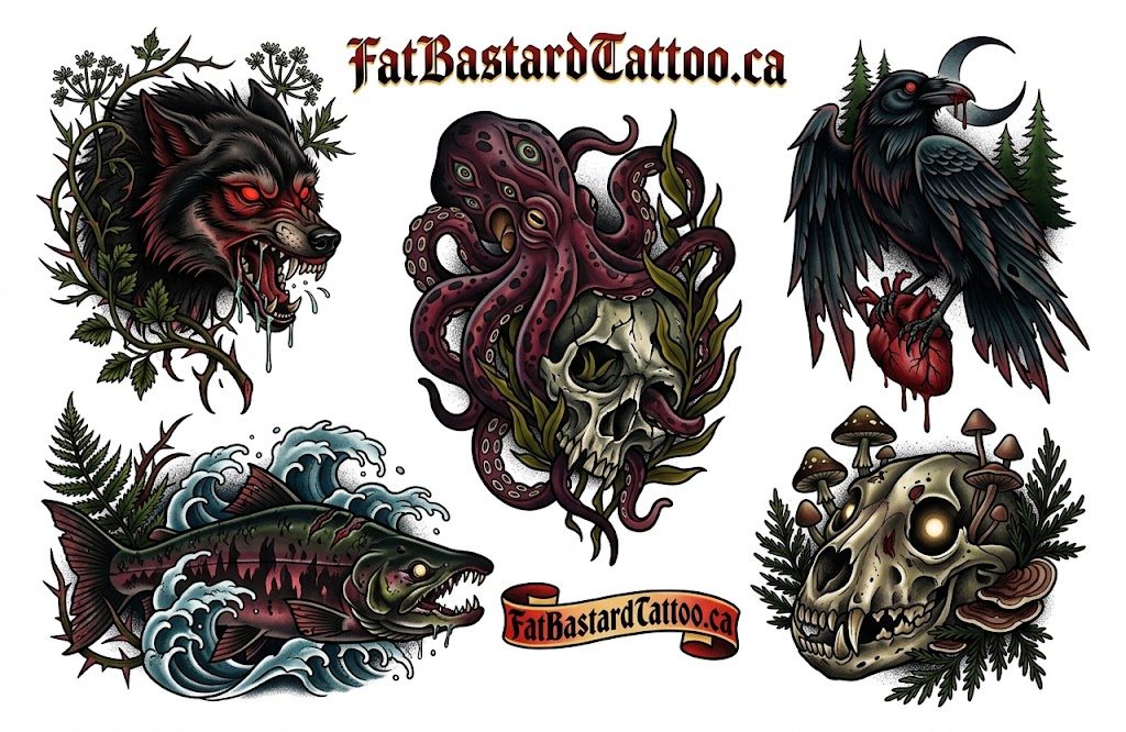 Original flash sheet by Seamus at Fat Bastard Tattoo