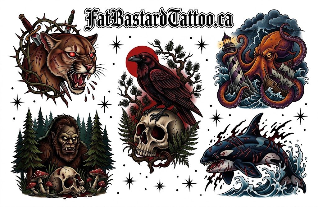 Original flash sheet by Seamus at Fat Bastard Tattoo