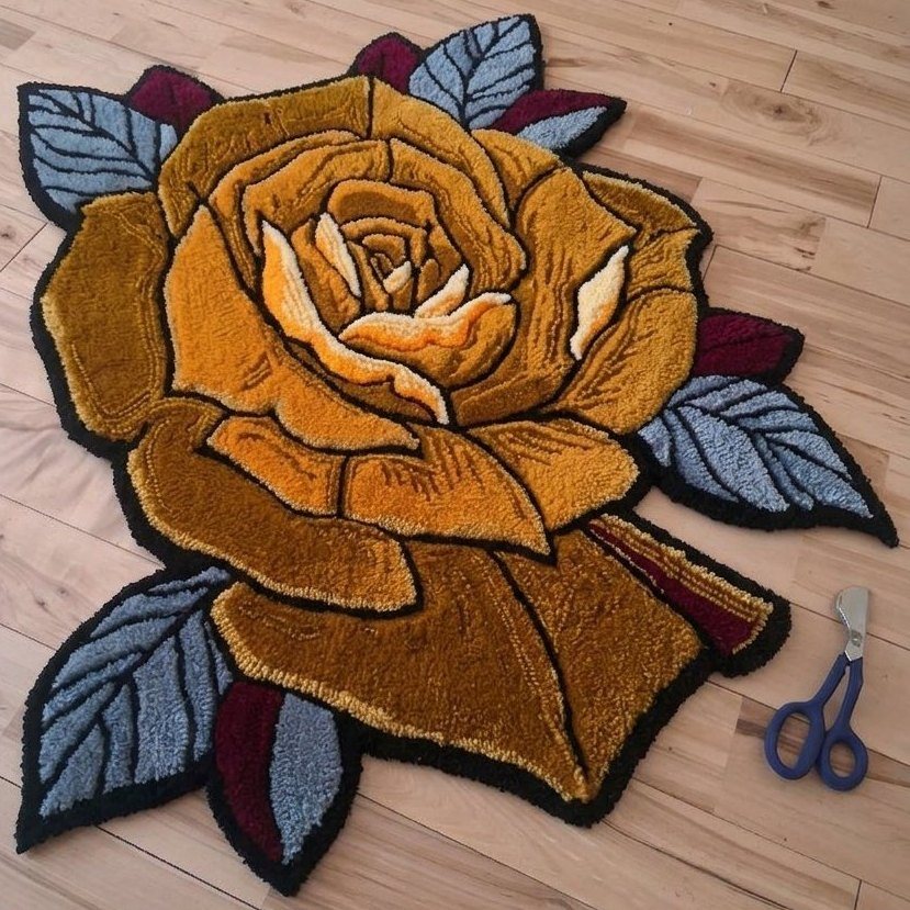 Brown Rose Rug